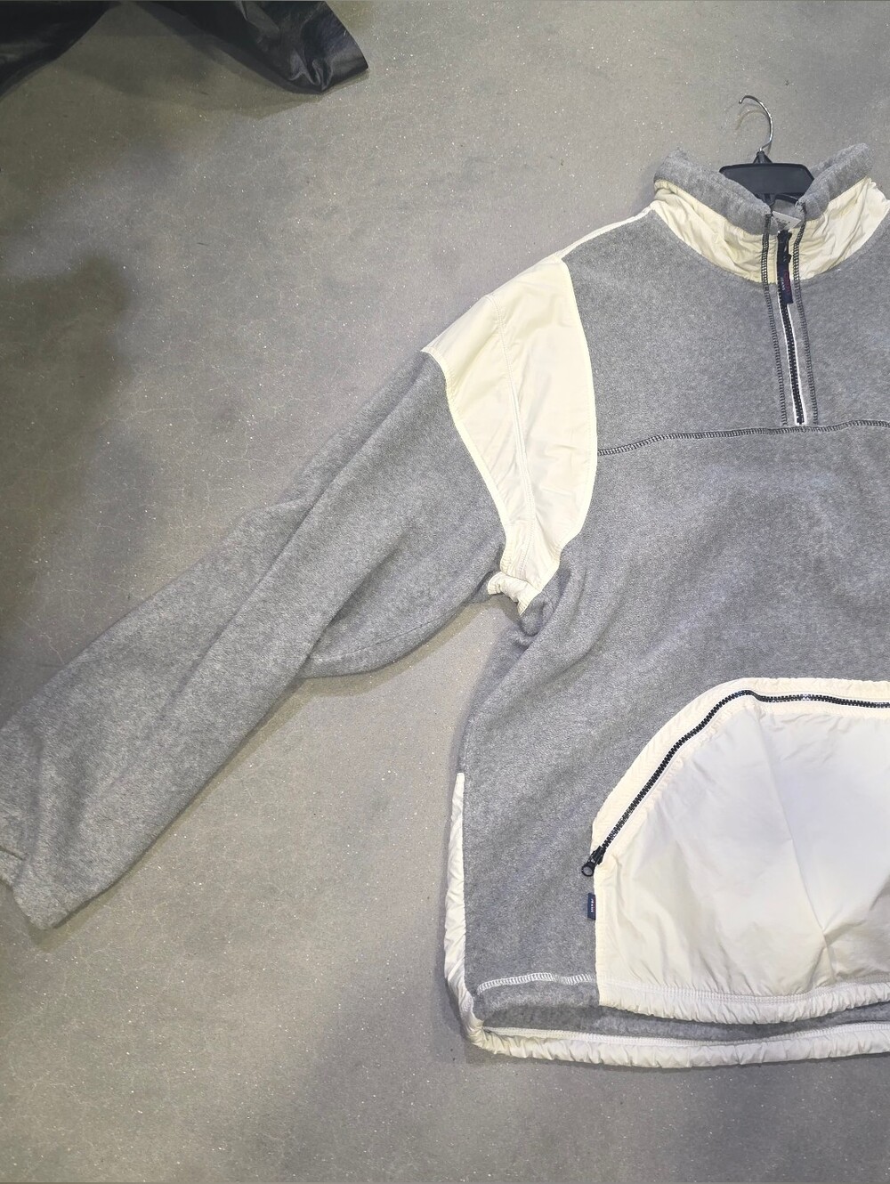 Tommy Hilfiger Y2k 2X XXL OVERSIZED Gray & Cream Quarter-Zip Pullover Puffer